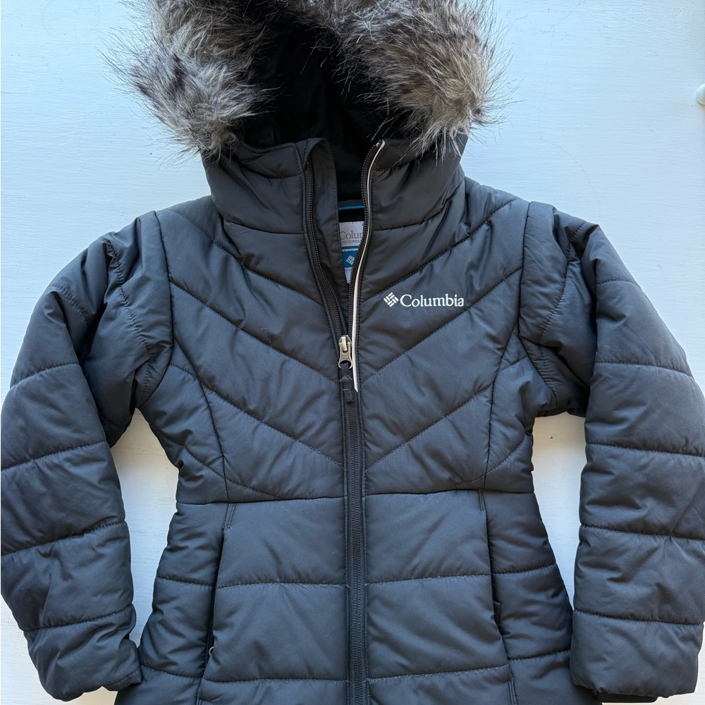 Kids Columbia Puffer Jacket with Faux Fur Hood